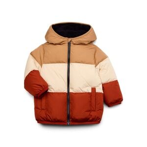 Swiss Tech Toddler Heavyweight Puffer Jacket, Size 4T Brown, Tan and Burgundy